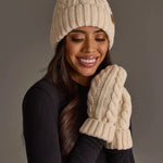 Cable Knit Fleece Lined Mittens | Cream - Juli's Wearable Art