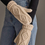Cable Knit Fleece Lined Mittens | Cream - Juli's Wearable Art