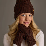 Cable Knit Fleece Lined Mittens | Dark Brown - Juli's Wearable Art