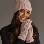 Cable Knit Fleece Lined Mittens | Light Pink - Juli's Wearable Art