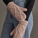Cable Knit Fleece Lined Mittens | Light Pink - Juli's Wearable Art