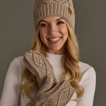 Cable Knit Fleece Lined Mittens | Warm Taupe - Juli's Wearable Art