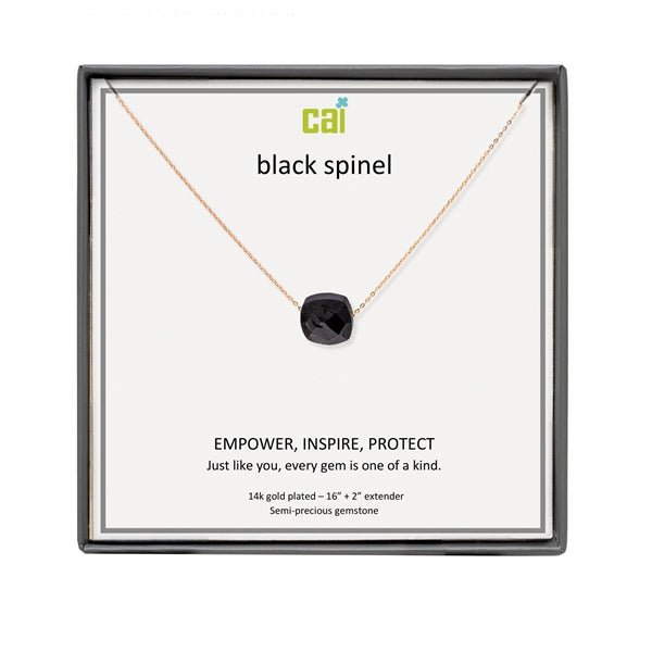 CAI Black Spinel Square Gemstone Necklaces - Juli's Wearable Art