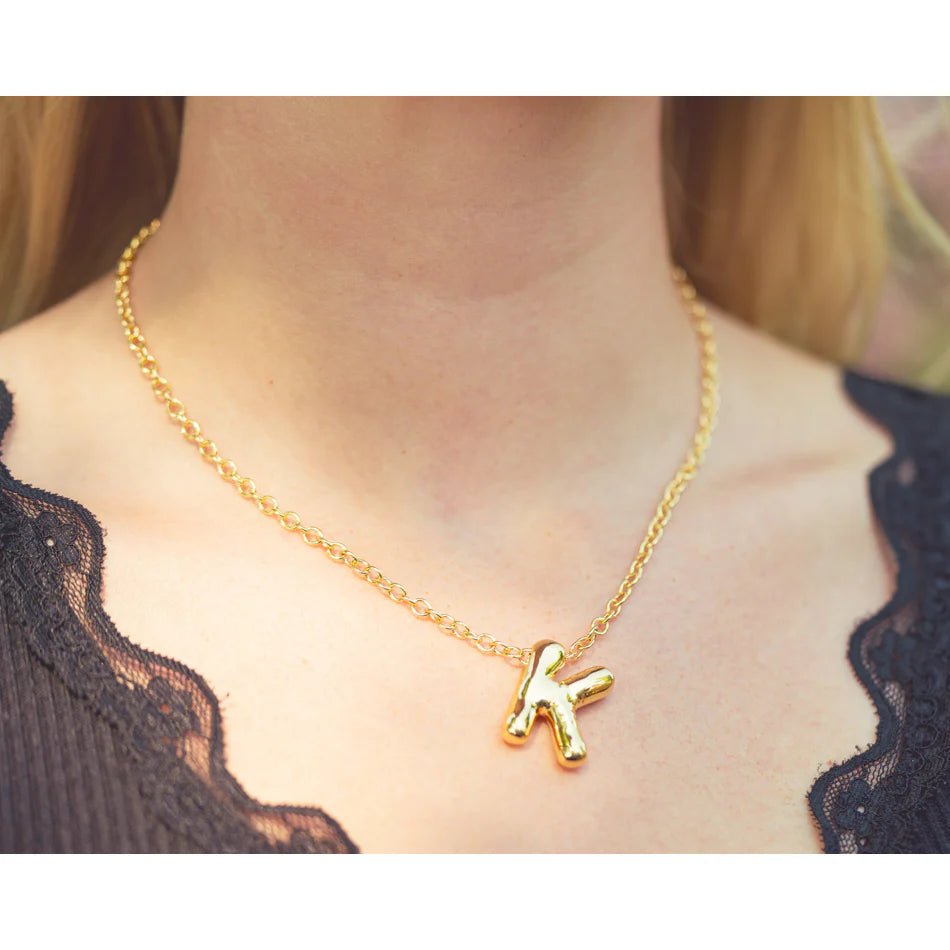CAI Chunky Bold Letter Gold Initial necklaces - Juli's Wearable Art