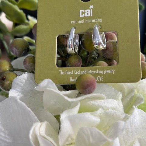 CAI Dainty Plain Dome Huggie Hoop Earrings - Juli's Wearable Art