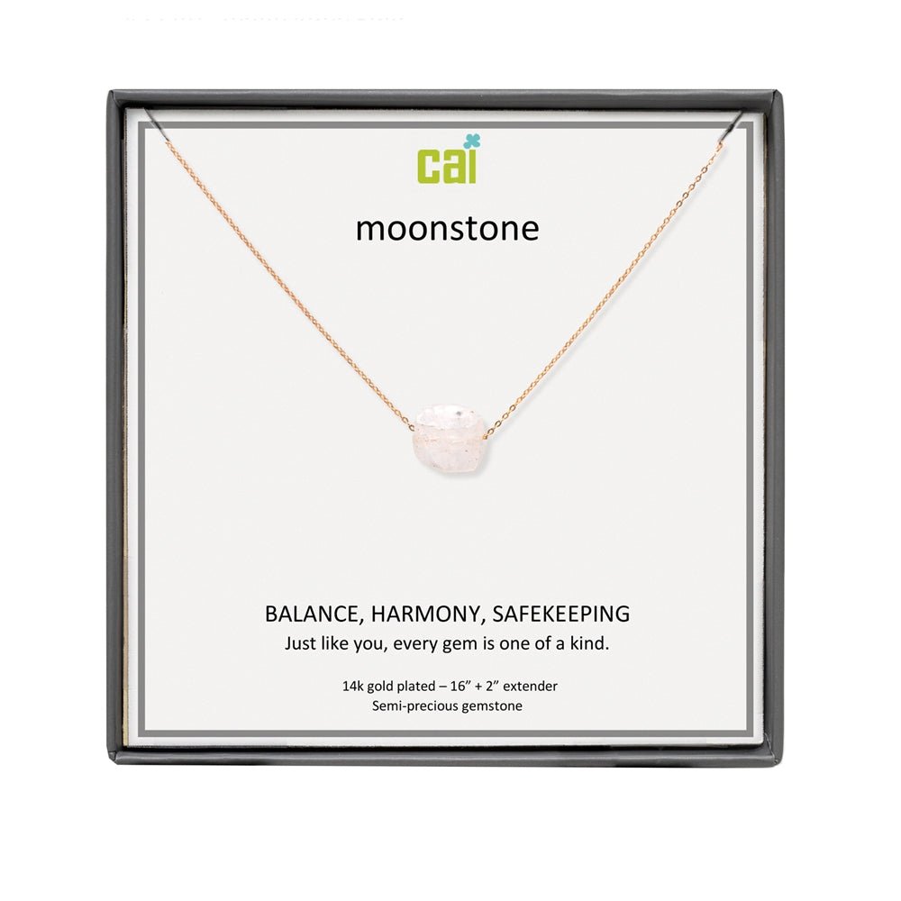 CAI Rainbow Moonstone Square Gemstone Necklaces - Juli's Wearable Art