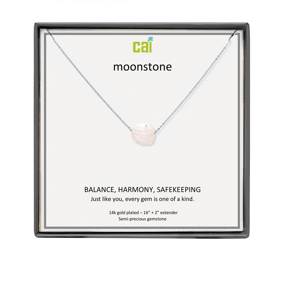 CAI Rainbow Moonstone Square Gemstone Necklaces - Juli's Wearable Art
