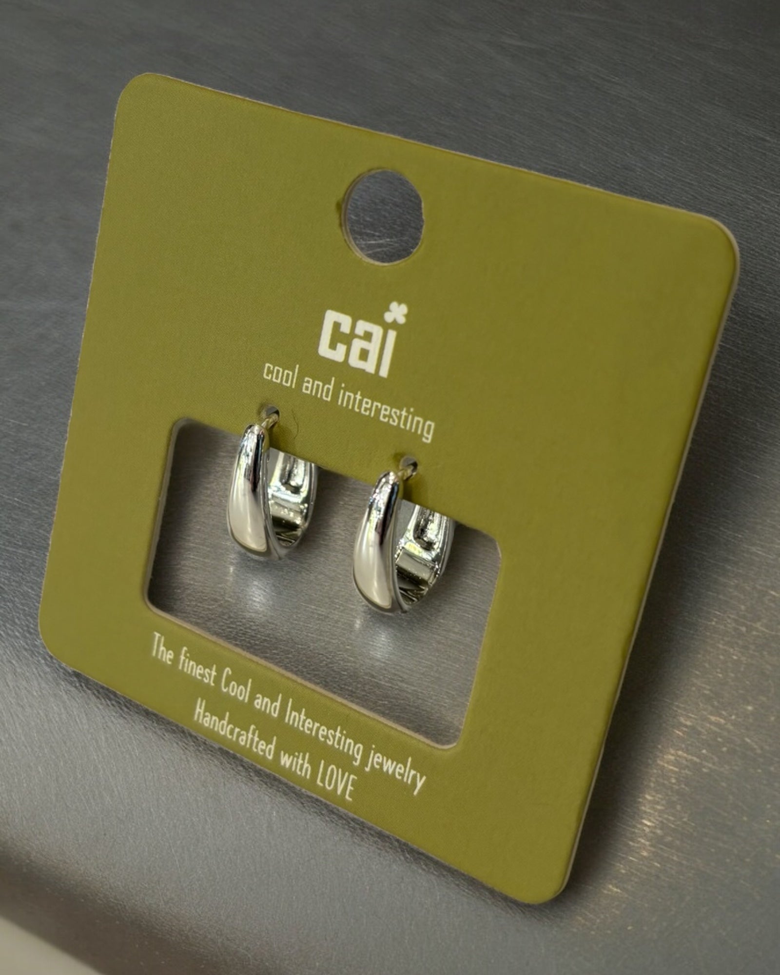 CAI Teardrop Chunky Plain Huggie Hoop Earrings - Juli's Wearable Art