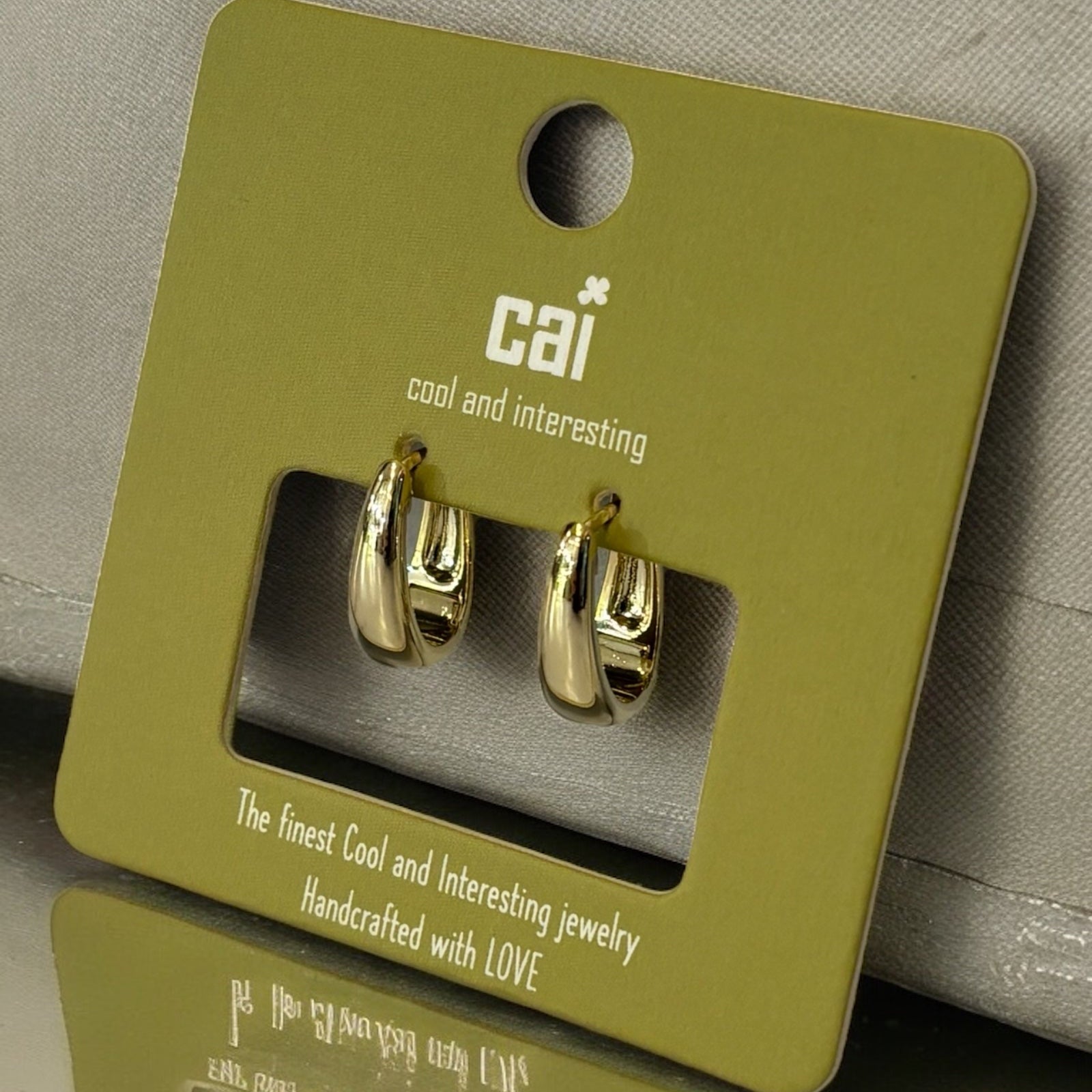 CAI Teardrop Chunky Plain Huggie Hoop Earrings - Juli's Wearable Art