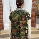 Camp Cardigan | Cream Camo Mix with Patches - Juli's Wearable Art