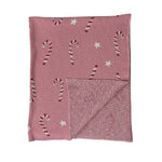 Candy Cane & Star Cotton Knit Throw - Juli's Wearable Art