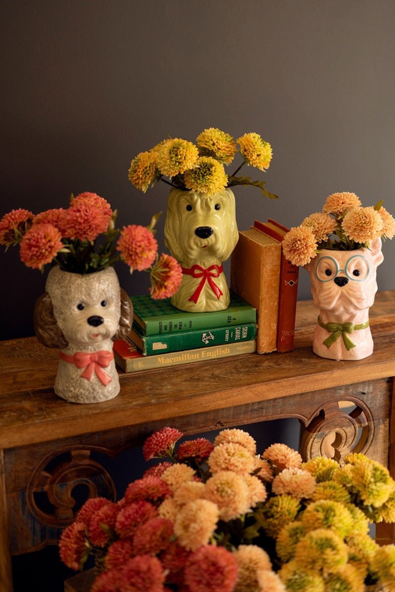 Ceramic Dog with Bows Vases | Set of 3 - Juli's Wearable Art