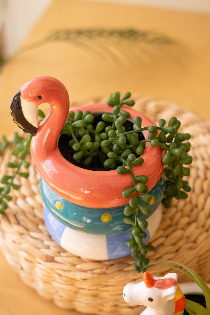 Ceramic Flamingo & Unicorn Swimming Vases | Set of 2 - Juli's Wearable Art