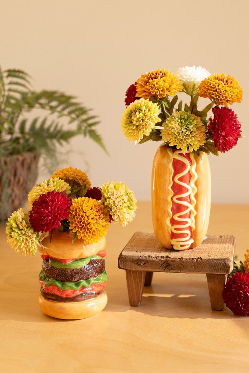 Ceramic Hamburger & Hotdog Vases | Set of 2 - Juli's Wearable Art