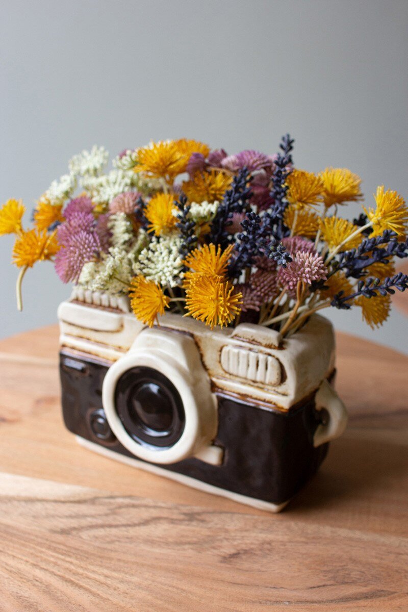Ceramic Shutterbug Camera Planter - Juli's Wearable Art