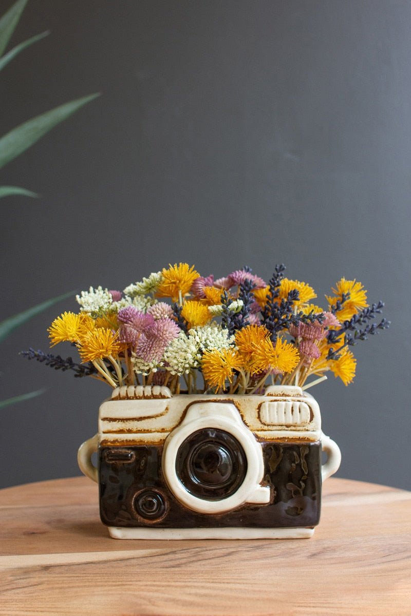 Ceramic Shutterbug Camera Planter - Juli's Wearable Art