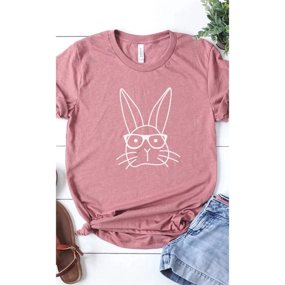 Bunny with Glasses Easter Graphic Tee
