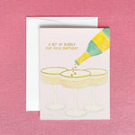 Champagne Birthday Greeting Card | Gold Foil Champagne Card - Juli's Wearable Art
