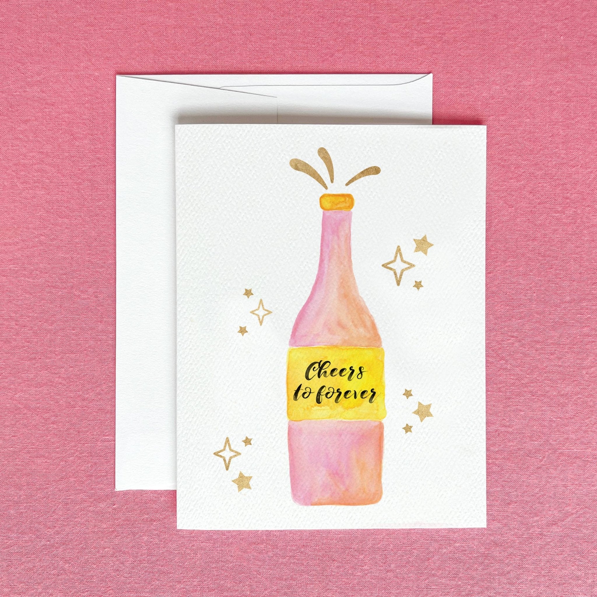 Cheers to Forever Champagne Wedding Greeting Card - Juli's Wearable Art