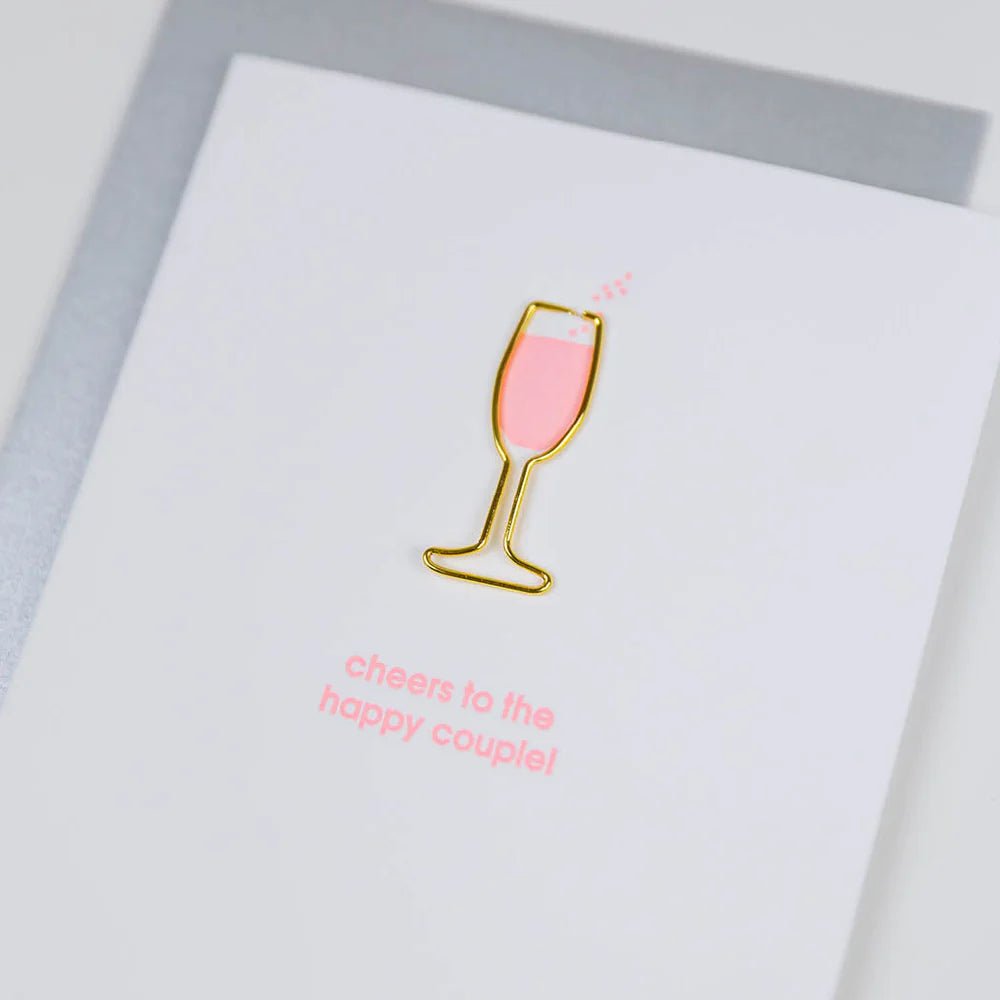 Cheers to the Happy Couple | Paper Clip Letterpress Card - Juli's Wearable Art