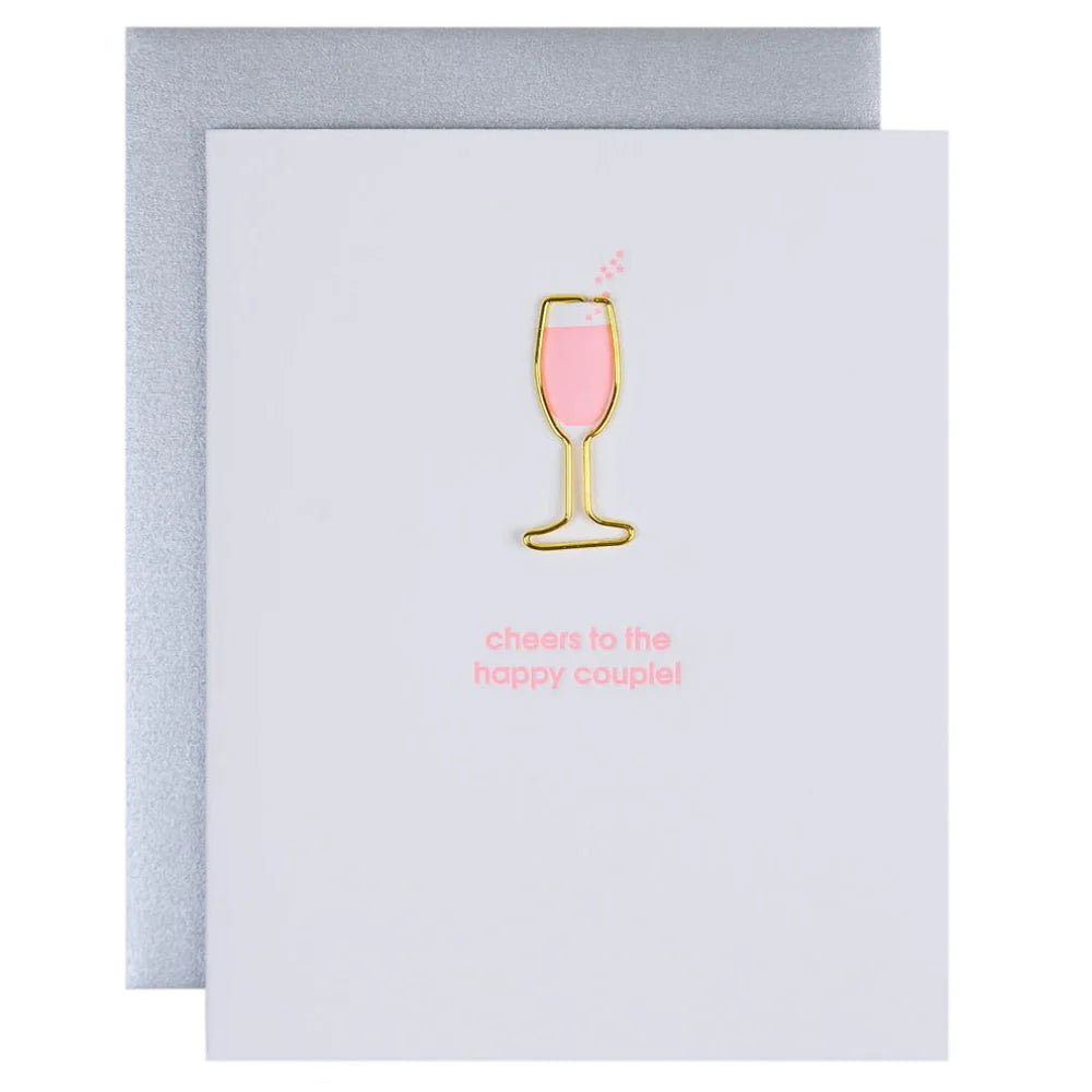 Cheers to the Happy Couple | Paper Clip Letterpress Card - Juli's Wearable Art