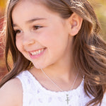 Cherished Moments Sterling Silver Kid's Sparking Cross Necklace - Juli's Wearable Art