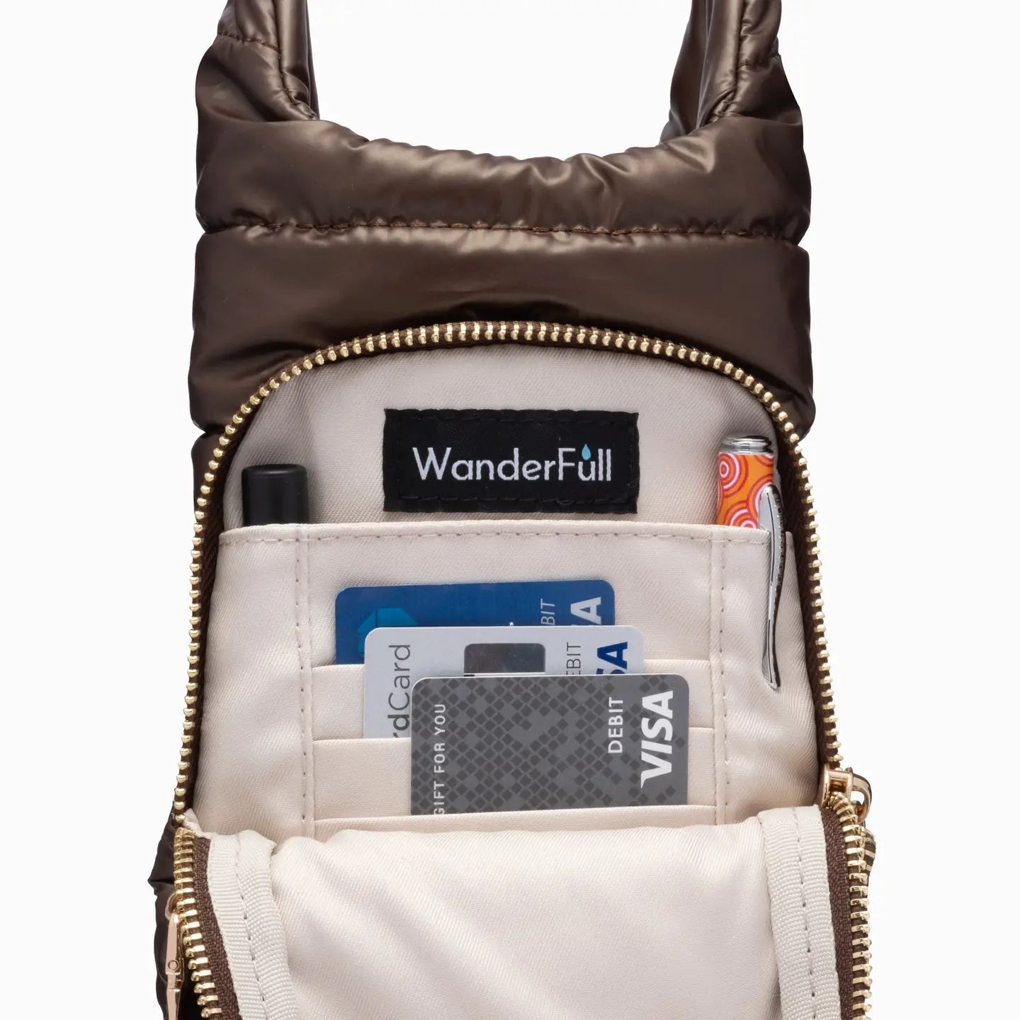 Chocolate Brown Shiny Hydrobag® with Dark Patterned Strap - Juli's Wearable Art