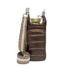 Chocolate Brown Shiny Hydrobag® with Dark Patterned Strap - Juli's Wearable Art