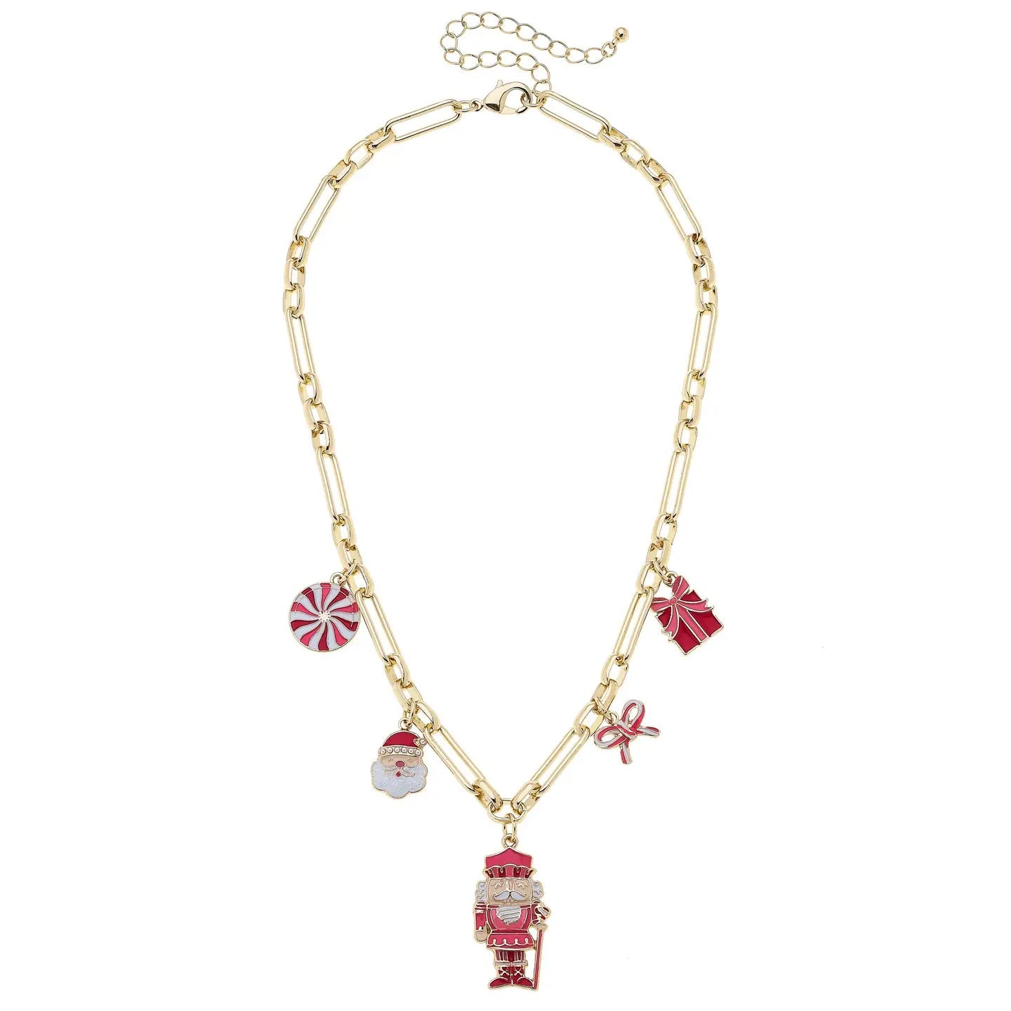 Christmas Cheer Enamel Charm Necklace – Red/Pink/White - Juli's Wearable Art