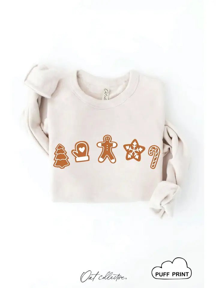 Christmas Cookie Row Puff Graphic Sweatshirt - Juli's Wearable Art