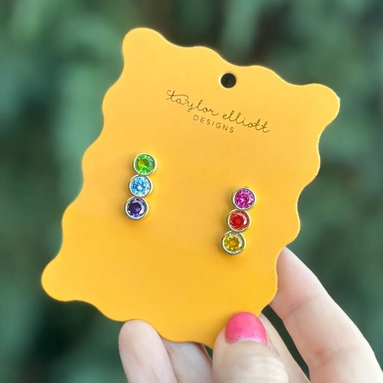 Claire Rainbow Gem Drop Earrings | Gold - Juli's Wearable Art