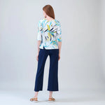 Clara Scoop Neck Half Sleeve Top | Floral Leaves White - Juli's Wearable Art
