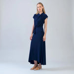 Clara Sunwoo Cascade Drape Hi - Low Maxi Skirt | Navy - Juli's Wearable Art