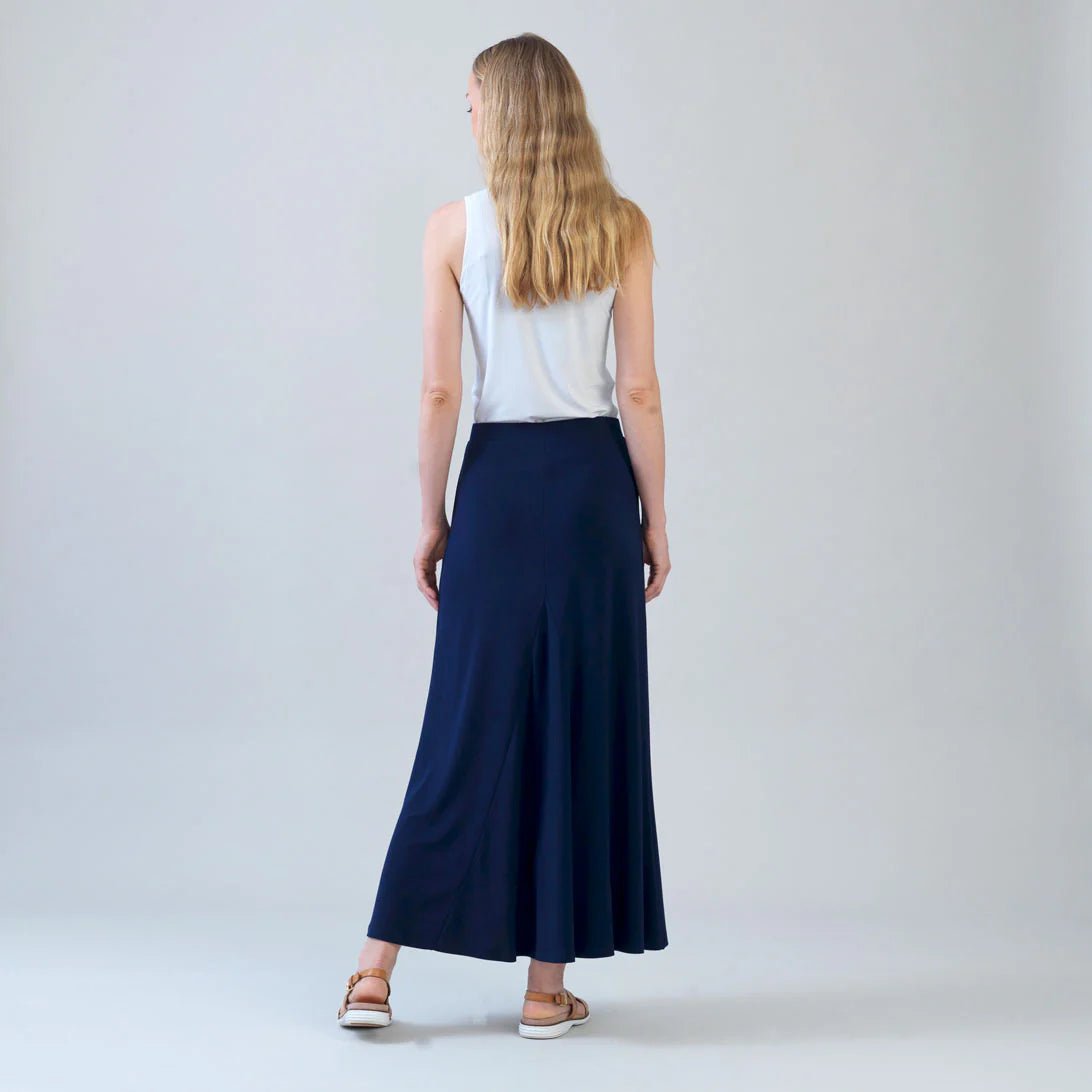 Clara Sunwoo Cascade Drape Hi - Low Maxi Skirt | Navy - Juli's Wearable Art
