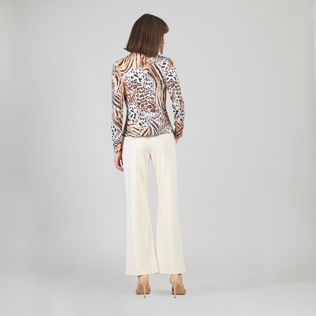 Clara Sunwoo Cheetah Print Drape Neck Long Sleeve Top - Juli's Wearable Art