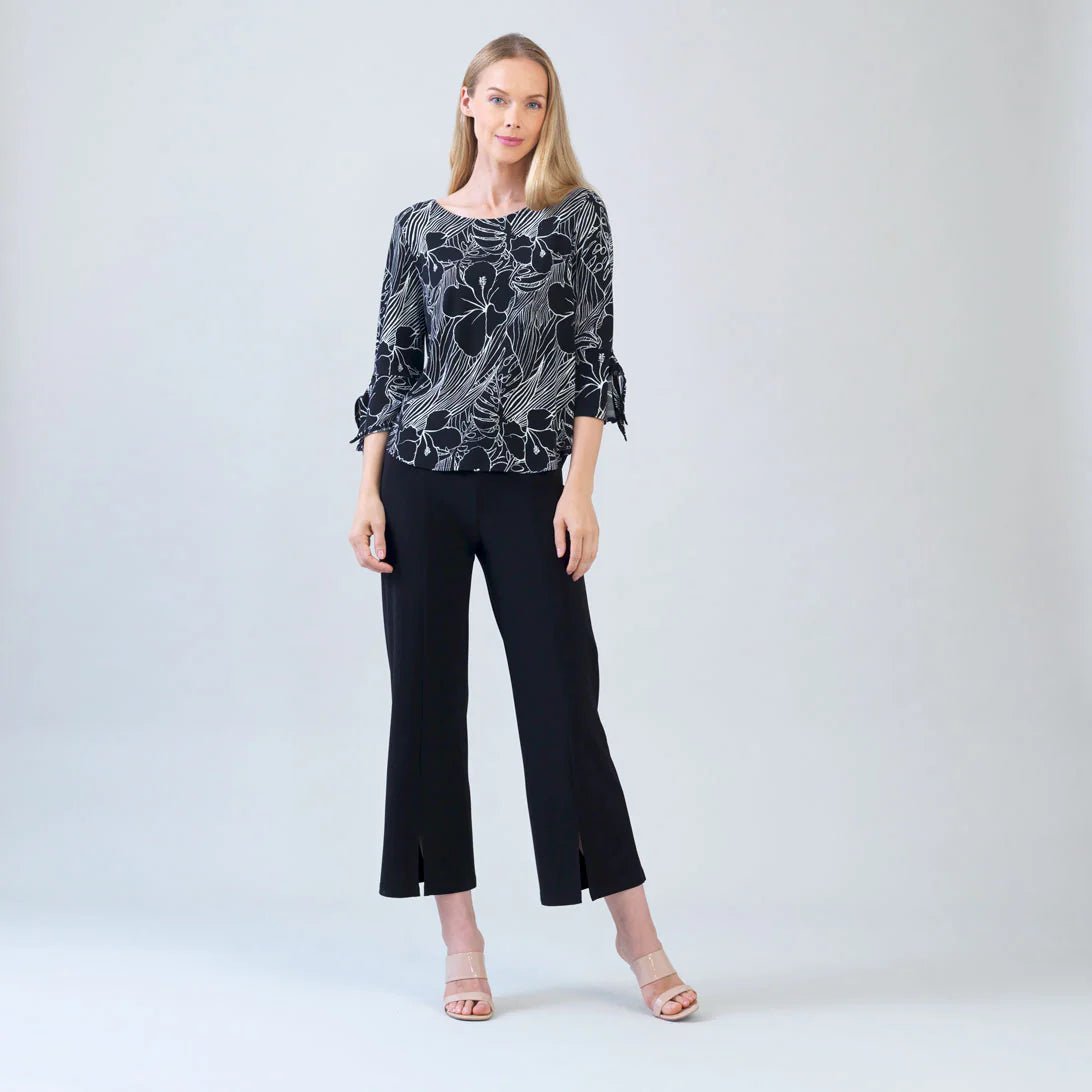 Clara Sunwoo Crepe Knit | Tie Cuff Curved Hem Top | Orchid Sketch
