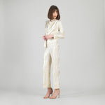 Clara Sunwoo Foil Sheen - Long Sleeve Loop Front Top - Champagne - Juli's Wearable Art