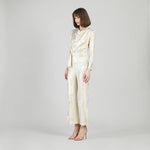 Clara Sunwoo Foil Sheen - Long Sleeve Loop Front Top - Champagne - Juli's Wearable Art