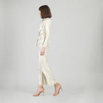 Clara Sunwoo Foil Sheen - Long Sleeve Loop Front Top - Champagne - Juli's Wearable Art