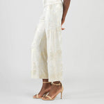 Clara Sunwoo Foil Sheen - Side Slit Ankle Pant - Champagne - Juli's Wearable Art
