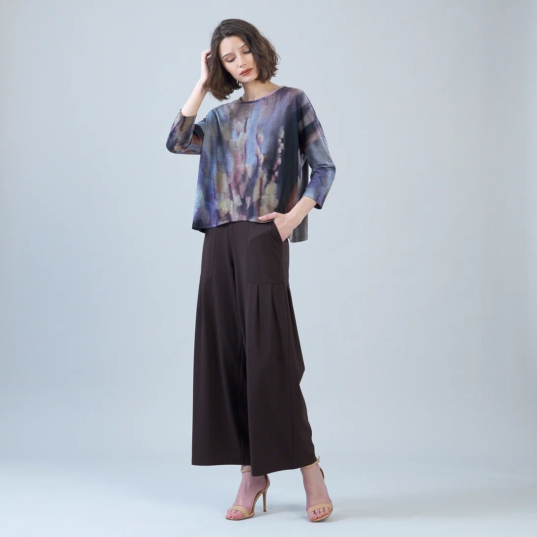 Clara Sunwoo Lightweight Cozy Loose Cut Side Tipped Sweater | Watercolor Garden - Juli's Wearable Art