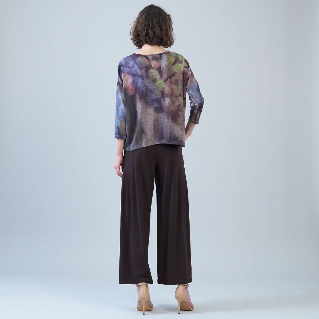 Clara Sunwoo Lightweight Cozy Loose Cut Side Tipped Sweater | Watercolor Garden - Juli's Wearable Art