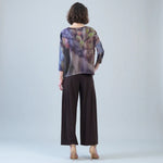 Clara Sunwoo Lightweight Cozy Loose Cut Side Tipped Sweater | Watercolor Garden - Juli's Wearable Art