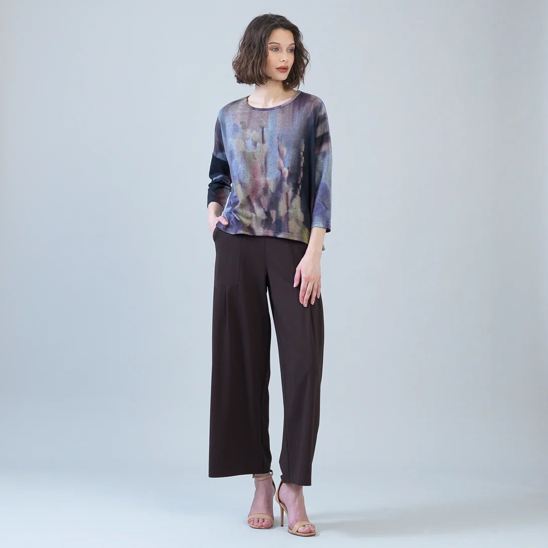 Clara Sunwoo Lightweight Cozy Loose Cut Side Tipped Sweater | Watercolor Garden - Juli's Wearable Art