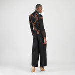 Clara Sunwoo Lightweight Cozy - V-Neck Draped Pleat Sweater Top | Linear Geo - Juli's Wearable Art
