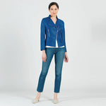 Clara Sunwoo Liquid Leather™ Biker Jacket - Cobalt - Juli's Wearable Art