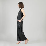 Clara Sunwoo Liquid Leather™ Sheen Two - Tone Jewel Neck Tank - Black - Juli's Wearable Art