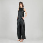 Clara Sunwoo Liquid Leather™ Sheen Two - Tone Jewel Neck Tank - Black - Juli's Wearable Art