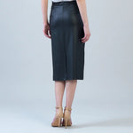 Clara Sunwoo Liquid Leather™ Side Pocket Midi Skirt | Black - Juli's Wearable Art