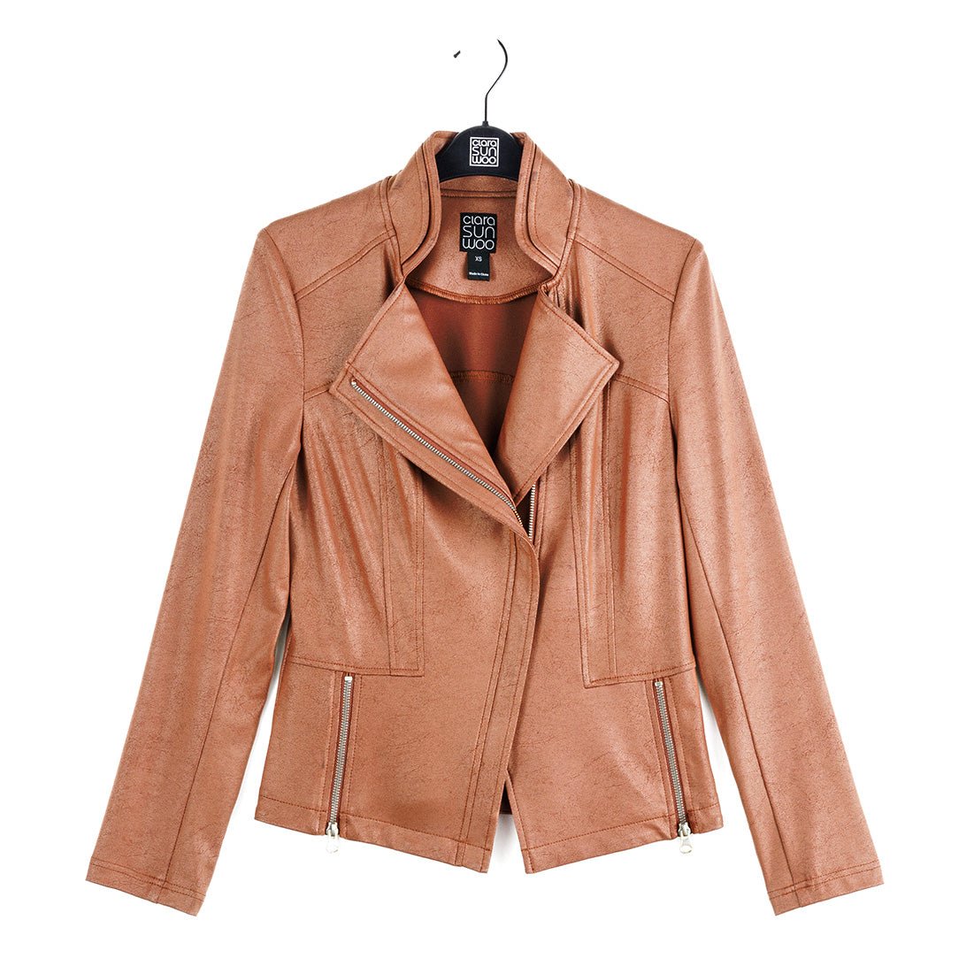 Clara Sunwoo Liquid Leather™ Signature Jacket - Tan - Juli's Wearable Art